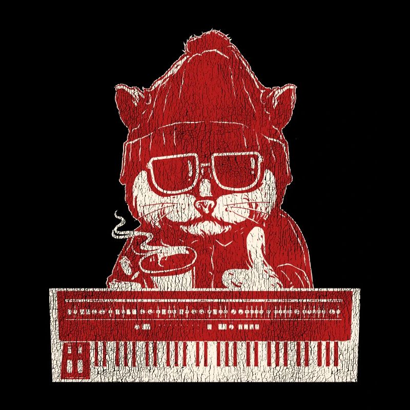 Cool synthesizer coffee cat