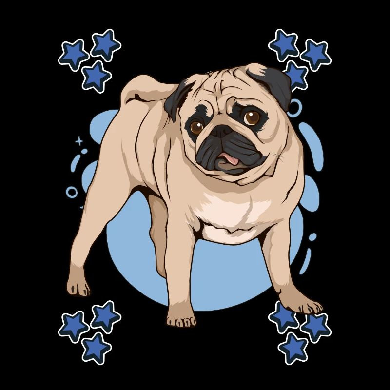 Mops Pug Blue Design