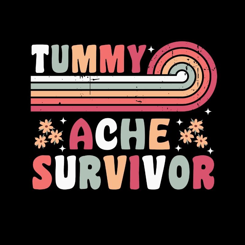 Tummy Ache Survivor Retro 70s Gift