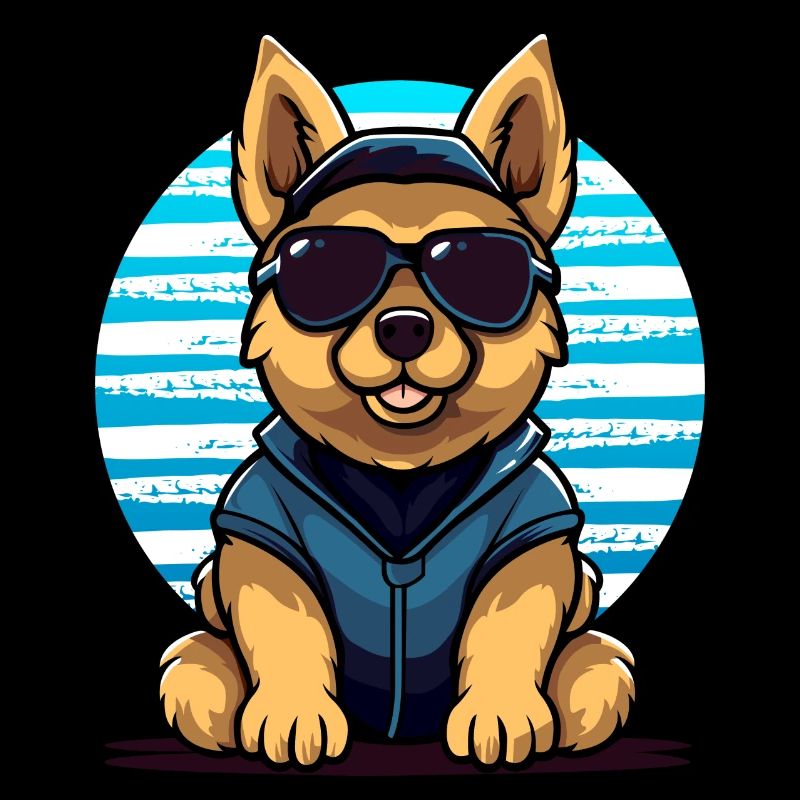 Deutscher Schäferhund als Polizeihund mit Brille