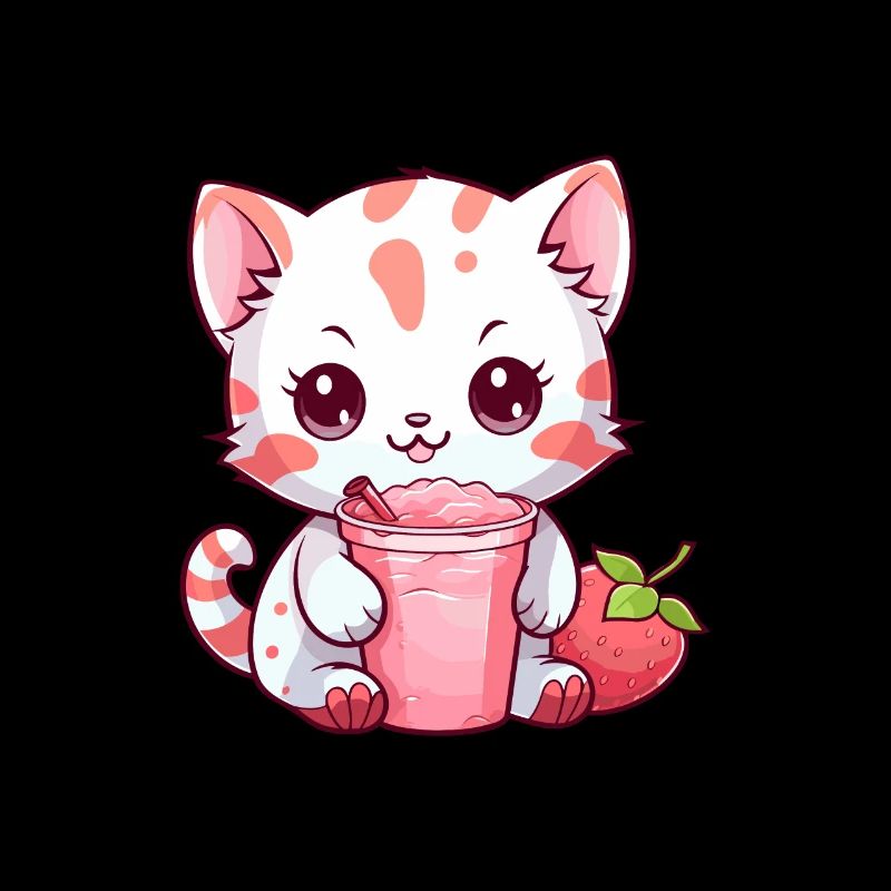 Chaton Mignon Kawaii Bubble Tea Anime Fille
