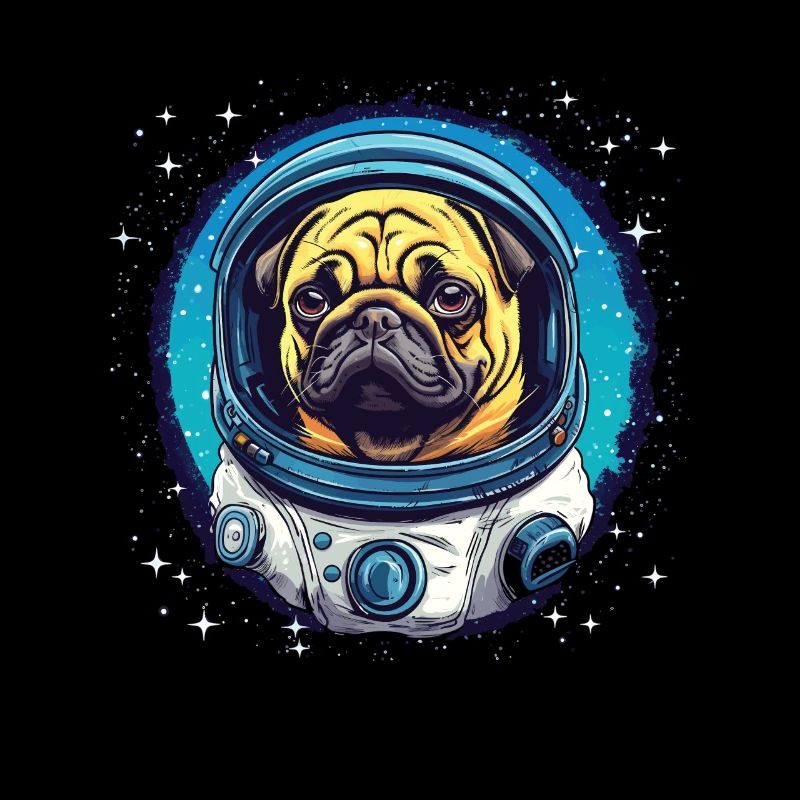 Niedlicher Mops Atsronaut Outa Space