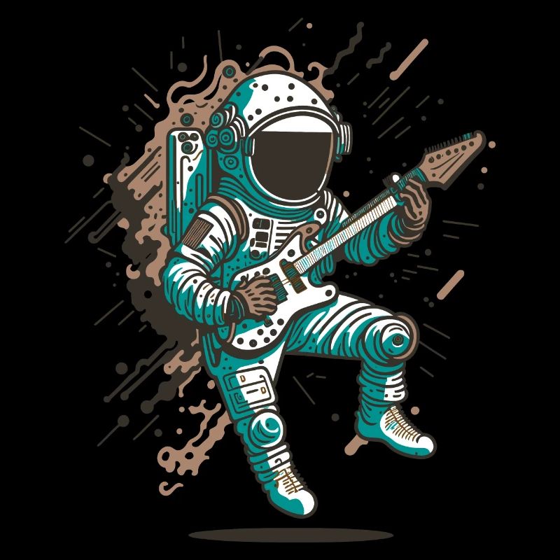 Astronaut spielt E-Gitarre