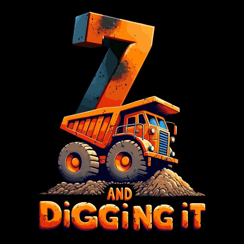 Glückszahl 7 Bagger Geburtstagsdesign Für Kinder