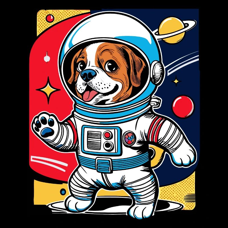 Chien mignon en tant qu’astronaute dans le style bande dessinée