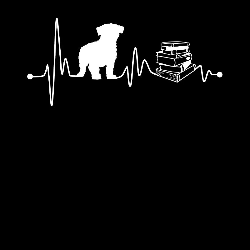 Heartbeat EKG Pulse Maltese Reading Read Book Gift