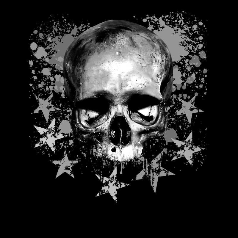 Skull with blobs and stars