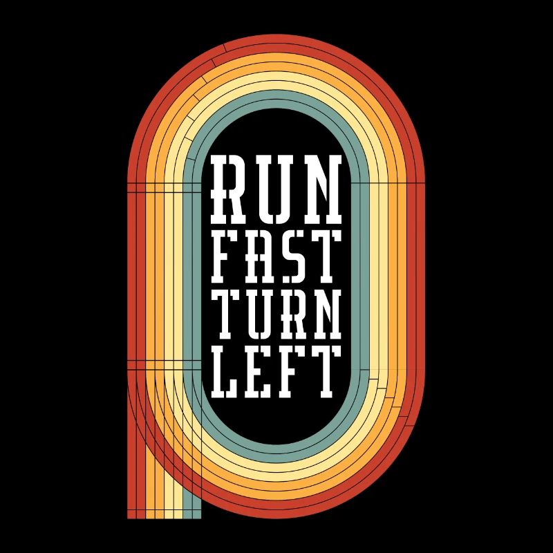 Track And Field Run Fast Turn Left Retro Sprinting
