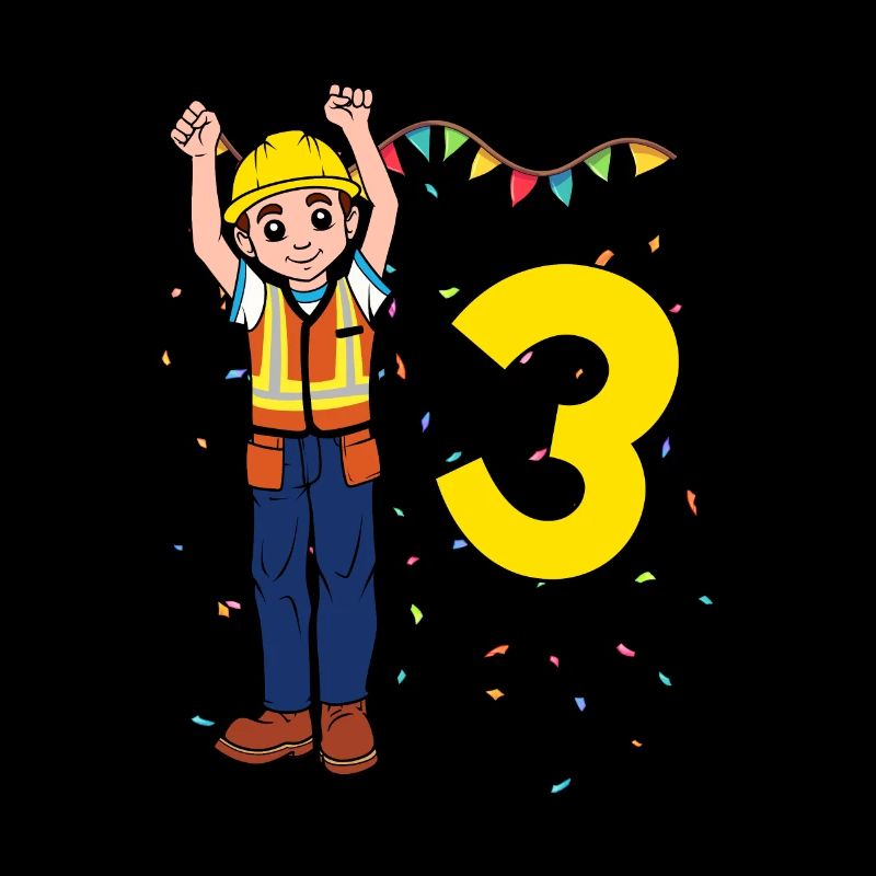 Mit Bauarbeiter - Jungs Geburtstag 3 Jahre