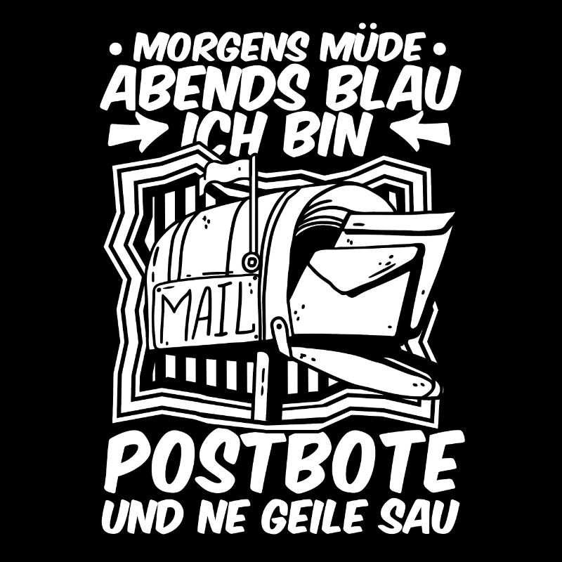 Postbote Briefträger Morgens Mde Abends Blau
