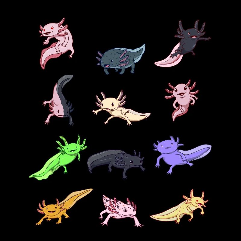 Verschiedene Kawaii Axolotl