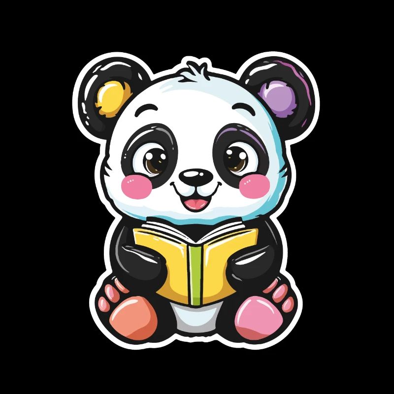 Bébé ours Panda lisant un livre