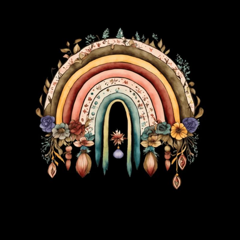 Boho rainbow with flowers