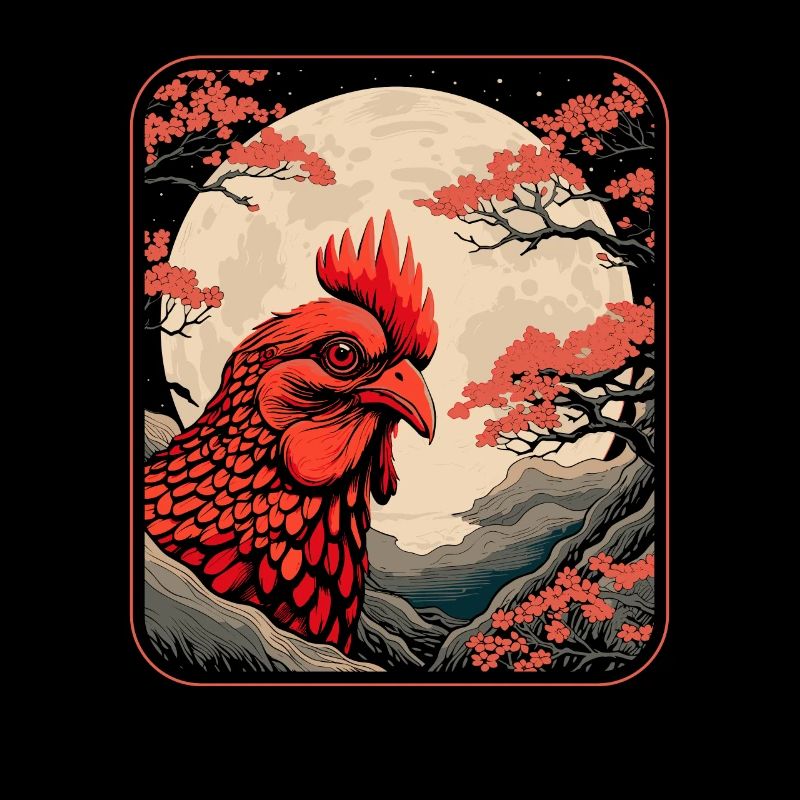 Poule Japon Cerisier Fleur Lune