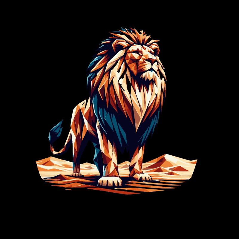 Polygon Lion Design Powerful Animal Artwork