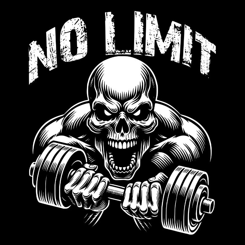 No Limit Hard Workout Skull with Dumbbell