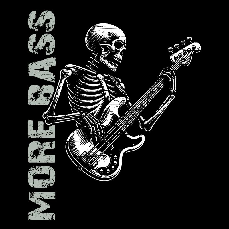 Crâne de squelette avec guitare basse et basse Saying More