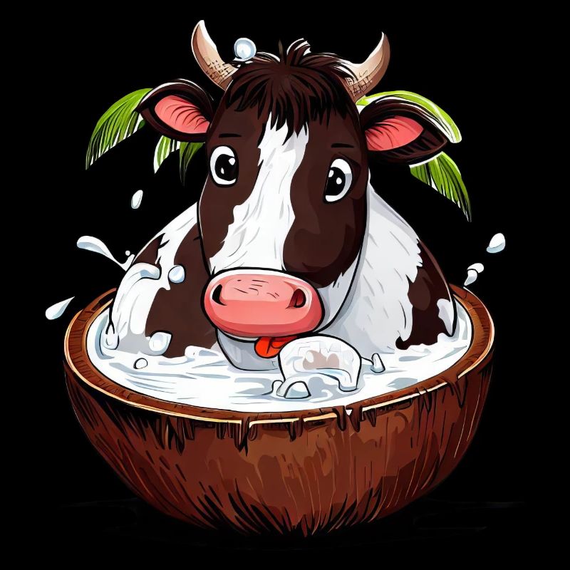 Vache baigne dans la noix de - Drôle tropical