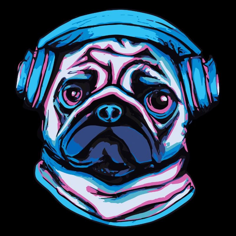 Kopfhörer Pug Hund Geschenk Pop Art