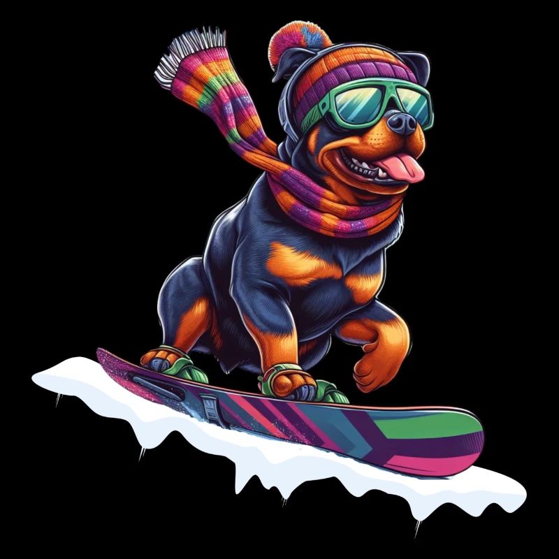 Rottweiler sur Snowbord