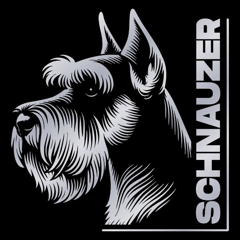 Schnauzer Portrait Zeichnung Kopf silber
