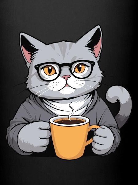 Coffee-drinking cat