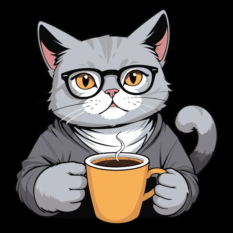 Chat buveur de café