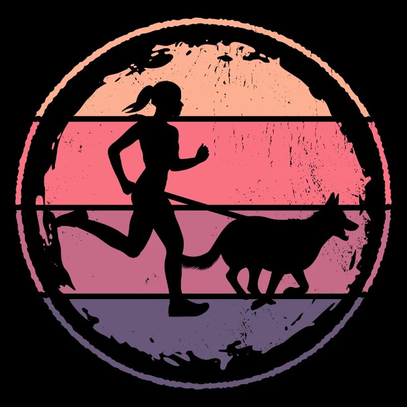 Retro Canicross Läuferin Geländelauf Mädchen