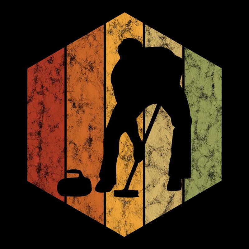 Eis Curling Curler Eisstockschießen Retro Geschenk