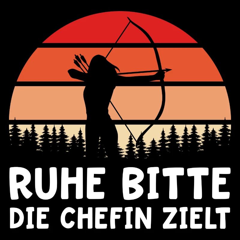 Ruhe bitte die Chefin zielt Bogenschießen