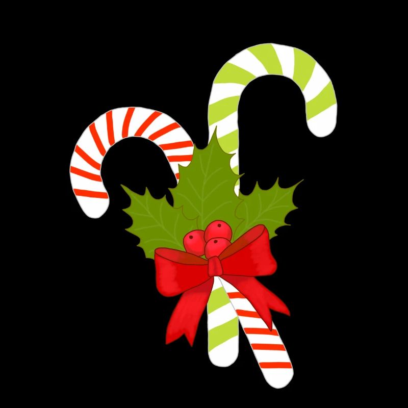 Candy canes with mistletoe