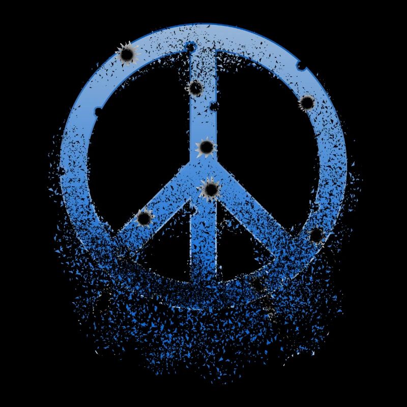 Blaues Friedenszeichen Einschusslöcher zerfällt