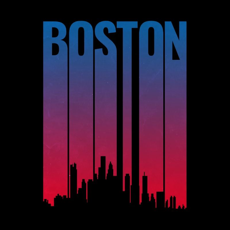 Boston Skyline Gradient Night