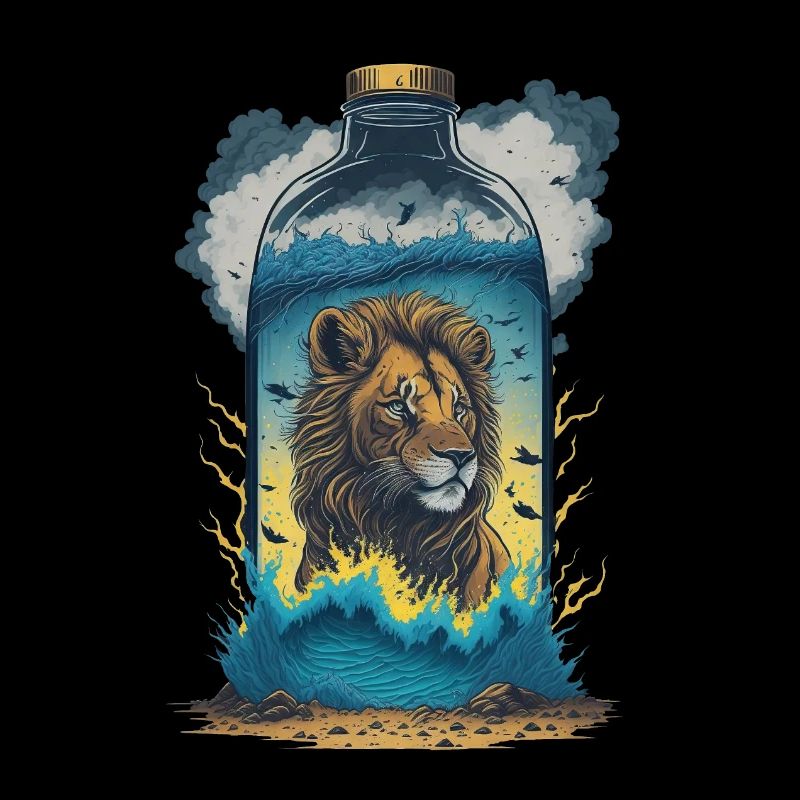 Lion en bouteille
