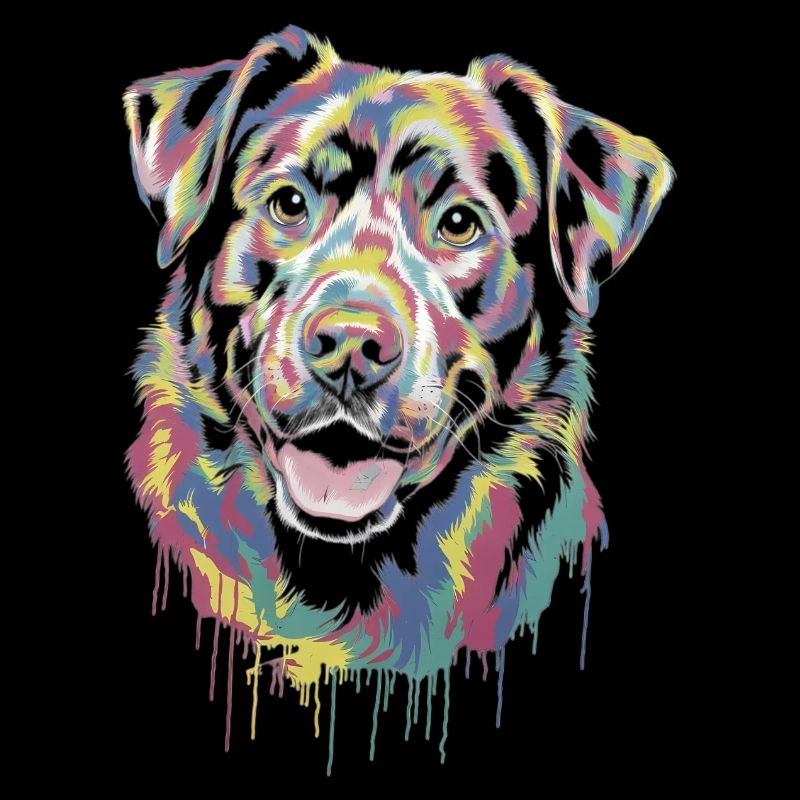 Chien dégoulinant coloré