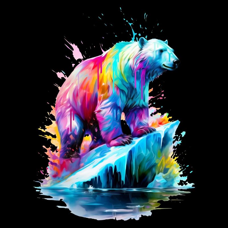 Painted Polar Bear on floating island