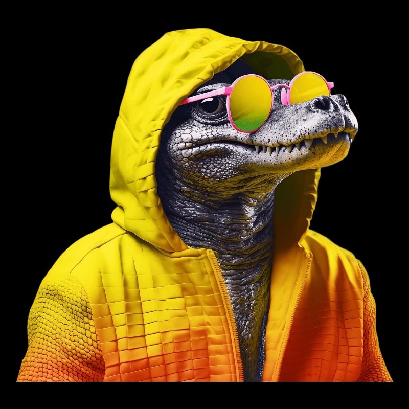 Crocodile with sunglasses Alligator Caiman Reptile