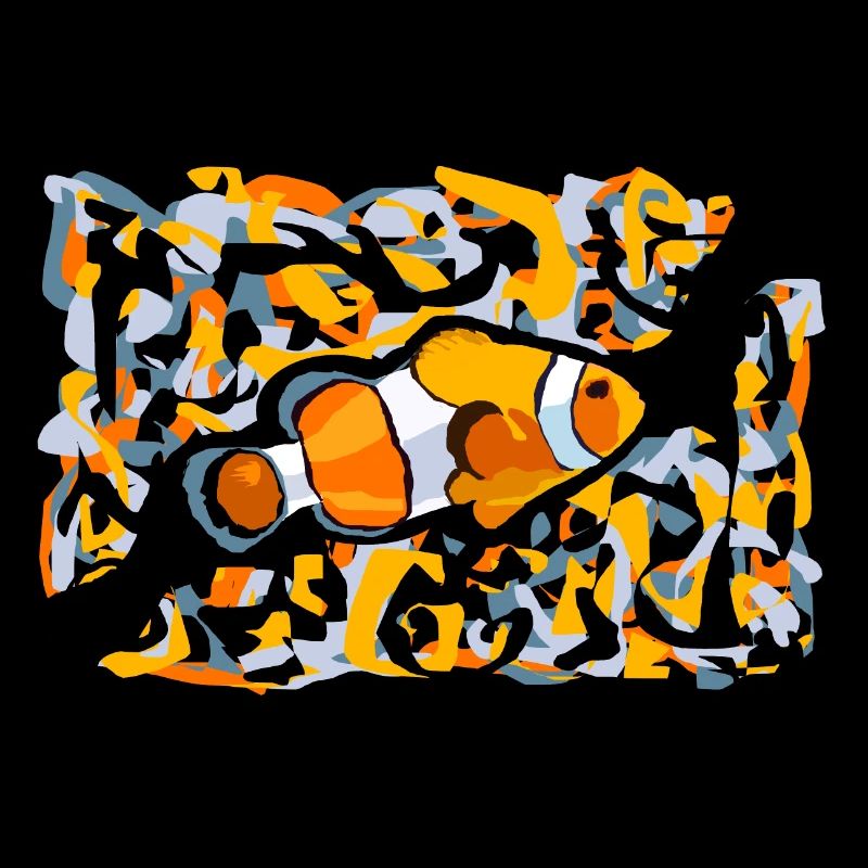 Clown fish nemo bottom océean orange yellow