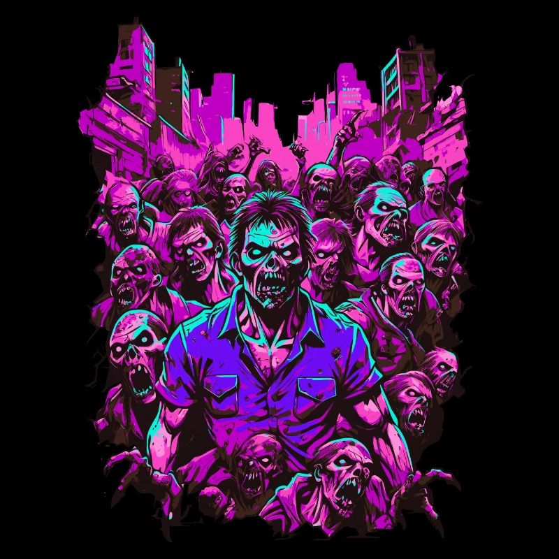 Neon Lights Zombie Illustration