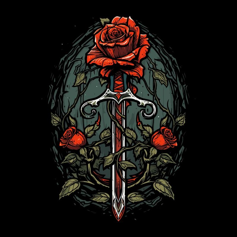 Épée Goth Rose rouge