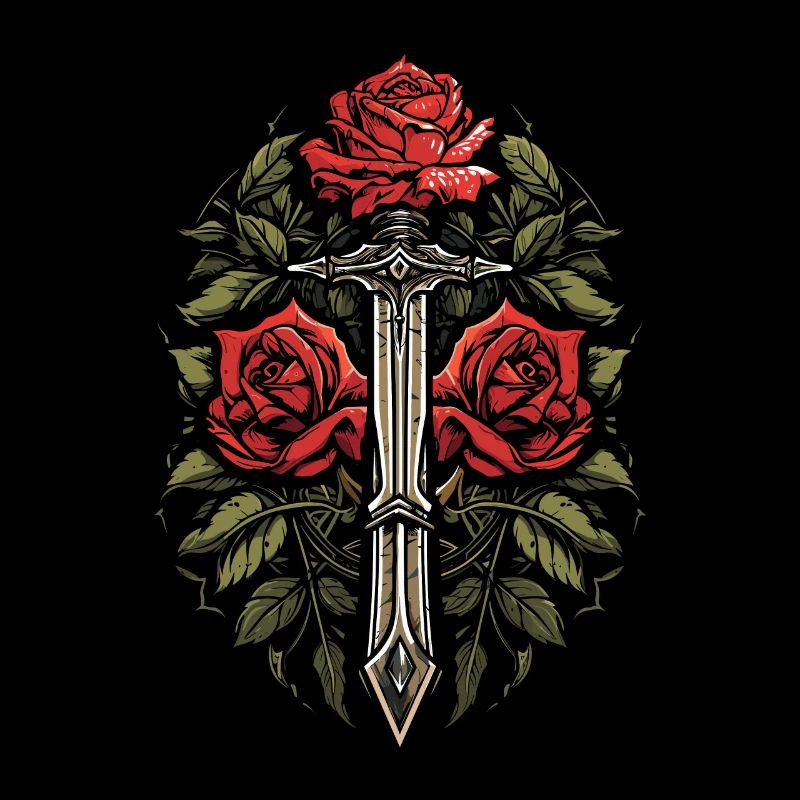 Épée Goth Rose rouge