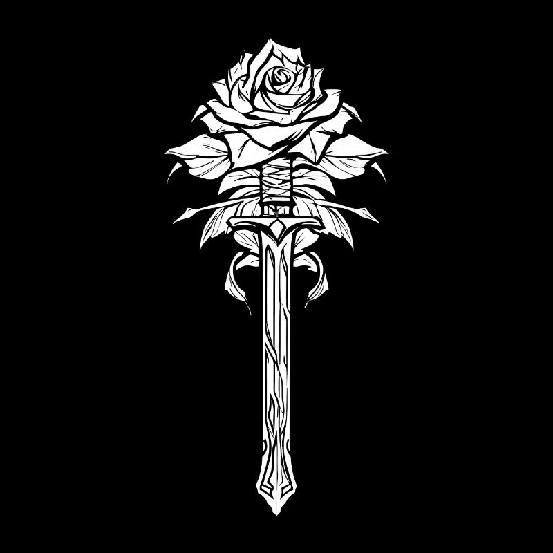 Épée Goth Rose rouge