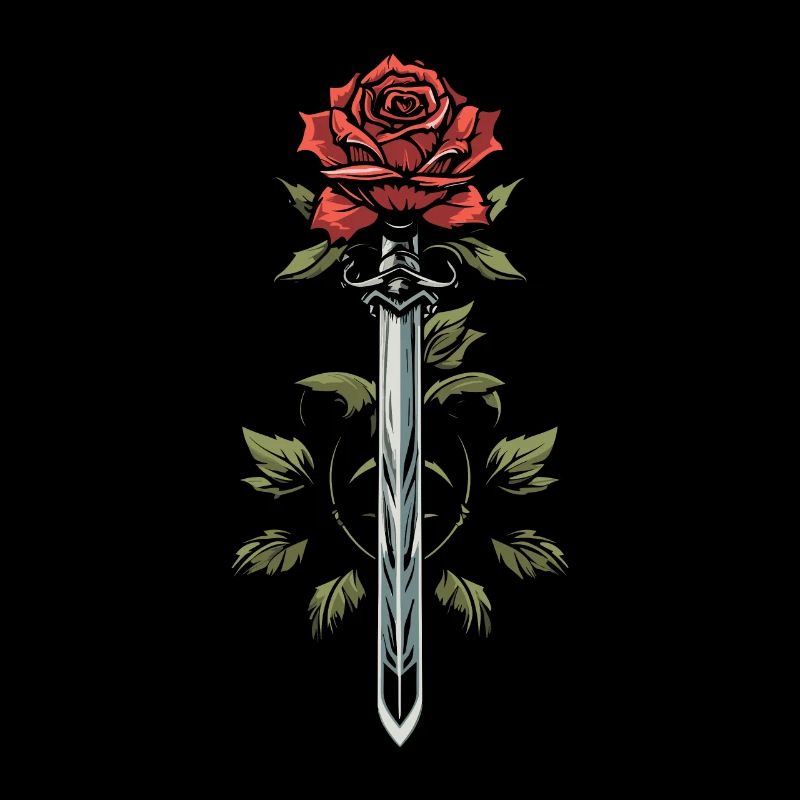 Épée Goth Rose rouge