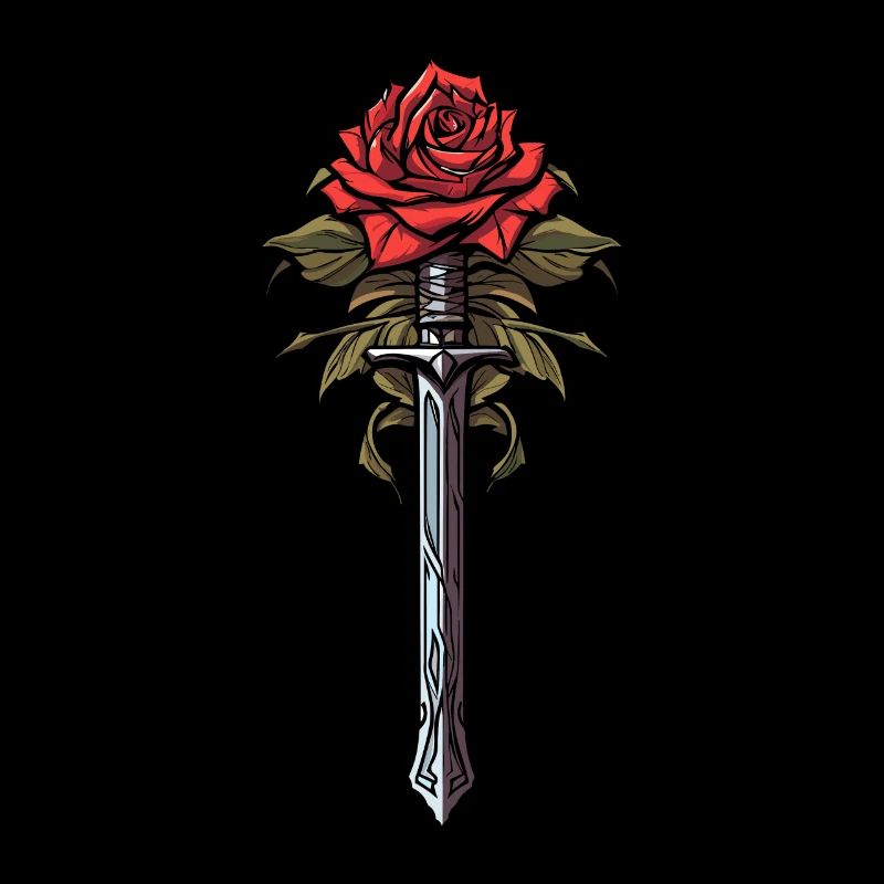 Épée Goth Rose rouge