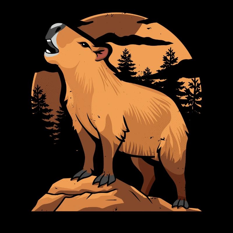 Capybara Wasserschwein Moon Howling