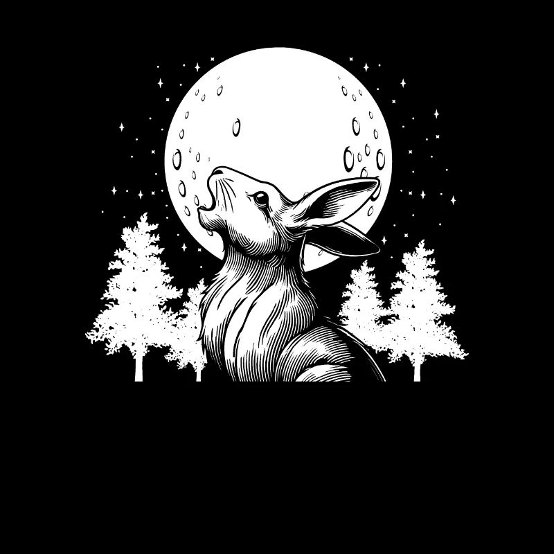 Bunny Rabbit Moon Howling