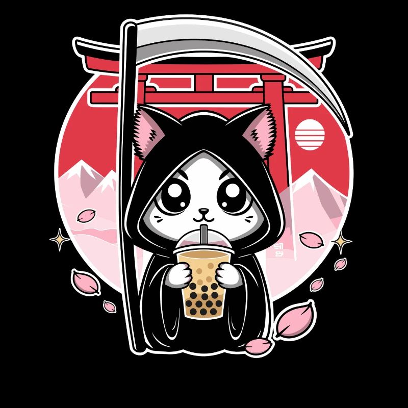 Sensenmann Anime Katze Kirschblüte