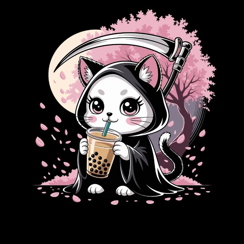 Sensenmann Anime Katze Kirschblüte