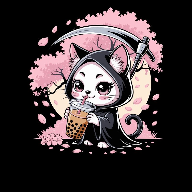 Sensenmann Anime Katze Kirschblüte