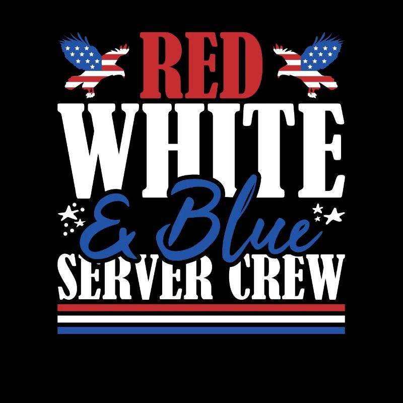 Veteran US Flag Red White & Blue Server Crew